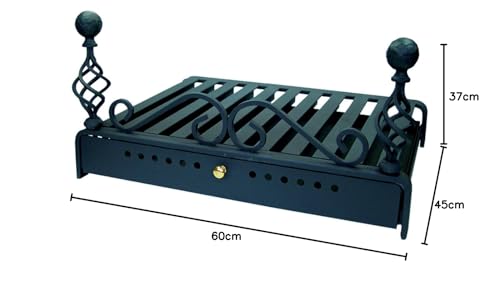 EL ZORRO fireplace grate with ash pan, charcoal grill, suitable for fireplace, 60 x 45 cm.