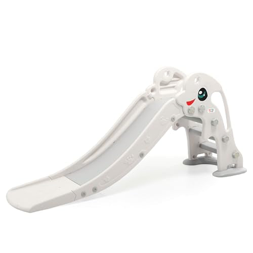 Baby Vivo Children's Slide Toddler Slide Garden Slide Plastic Dolphin with rounded corners & edges for Indoor & Outdoor in White