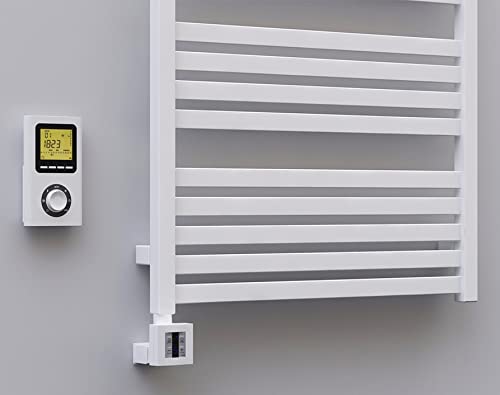 anapont electric premium bathroom radiator Marlin - straight - color - timer function - towel radiator - electric bathroom heating - towel heater - made in Germany (1185h x 600w, white)