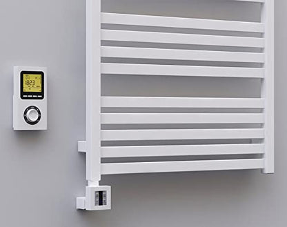 anapont electric premium bathroom radiator Marlin - straight - color - timer function - towel radiator - electric bathroom heating - towel heater - made in Germany (1185h x 600w, white)