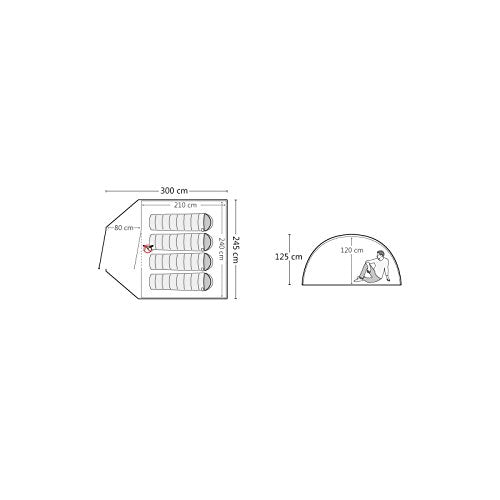 JUSTCAMP Camping tent Scott 4, with vestibule; Dome tent for 4 persons (double-walled) - gray