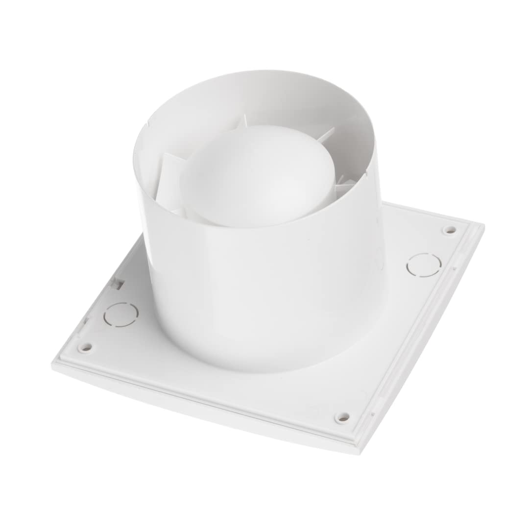 EUROPLAST Ø 100mm bathroom fan with humidity sensor and timer. Quiet ventilation - made of plastic - White.