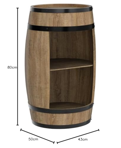 CREATIVE COOPER  Wood Barrel Home Bar - Retro Style Wine Cabinet - Wine Barrel Bar - Wooden Wine Rack - Wooden Bar 80cm high - Elegant Furniture, Living Room Decor - Barrel Bar High Table and Bottle Stand (Wenge)