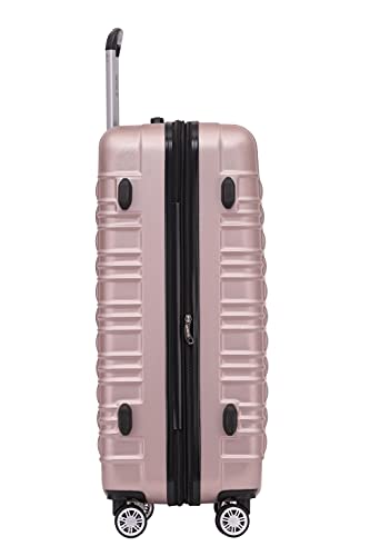 BEIBYE twin-wheel travel suitcase luggage trolleys hard shell M-L-XL set, expandable (pink gold, M)