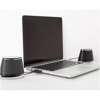 Amazon Basics Stereo 2.0 speakers for PC or laptop, 3.5mm AUX input, USB powered, 1 Pair, Black.