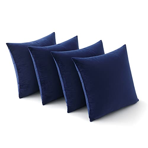 MIULEE Velvet Cushion Cover 50x50 cm Dark Blue 4 Pack Sofa Pillow Velvet Decorative Throw Pillow Couch Cushion Decorative Pillow Case Sofa Cover for Living Room Bedroom Office