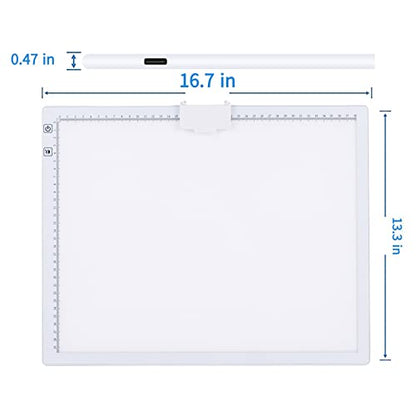 A3 Light Box, LED Light Pad 3000-6500K Dimmable, 2500mAh Rechargeable Lightboard for Diamond Painting, Drawing, Painting, Animation, Sketching, with Stand