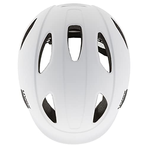 uvex oyo - lightweight bike helmet for kids - custom size adjustment - expandable with LED light - white - black matte - 50-54 cm
