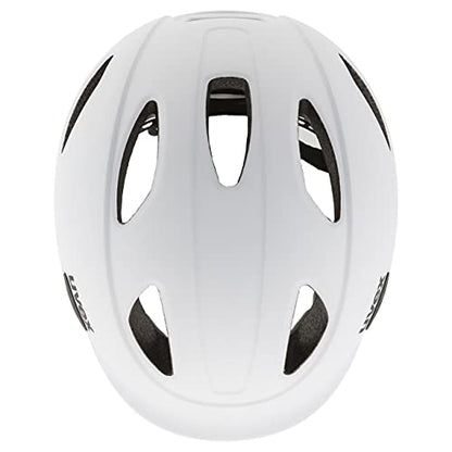 uvex oyo - lightweight bike helmet for kids - custom size adjustment - expandable with LED light - white - black matte - 50-54 cm