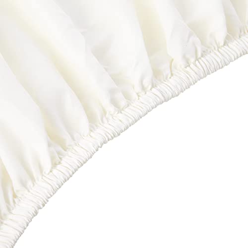 Amazon Basics Fitted Sheet, Microfiber, Cream, 135 x 190 x 30 cm