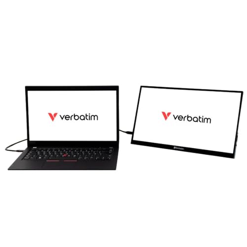 Verbatim Portable Touchscreen Monitor 4K, 15.6" mobile screen, portable HDR display for laptop, tablet, smartphone, PS5, or Nintendo Switch with USB-C and HDMI connection, black.