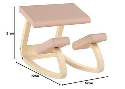 Varier Variable balans - The original kneeling chair, perfect for working at home - Fabric in apricot and wooden base in natural lacquered ash wood.