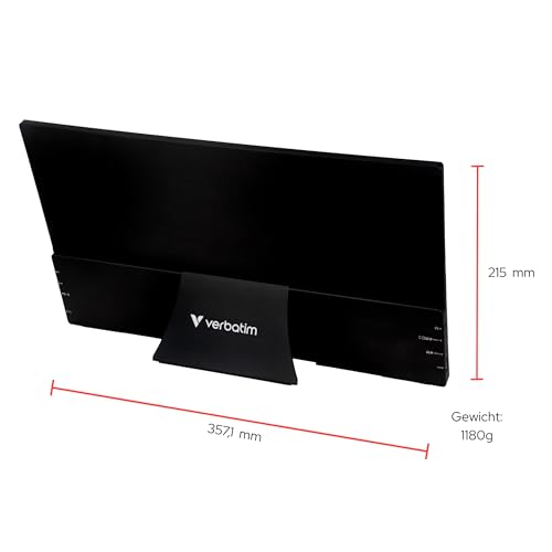 Verbatim Portable Touchscreen Monitor 4K, 15.6" mobile screen, portable HDR display for laptop, tablet, smartphone, PS5, or Nintendo Switch with USB-C and HDMI connection, black.
