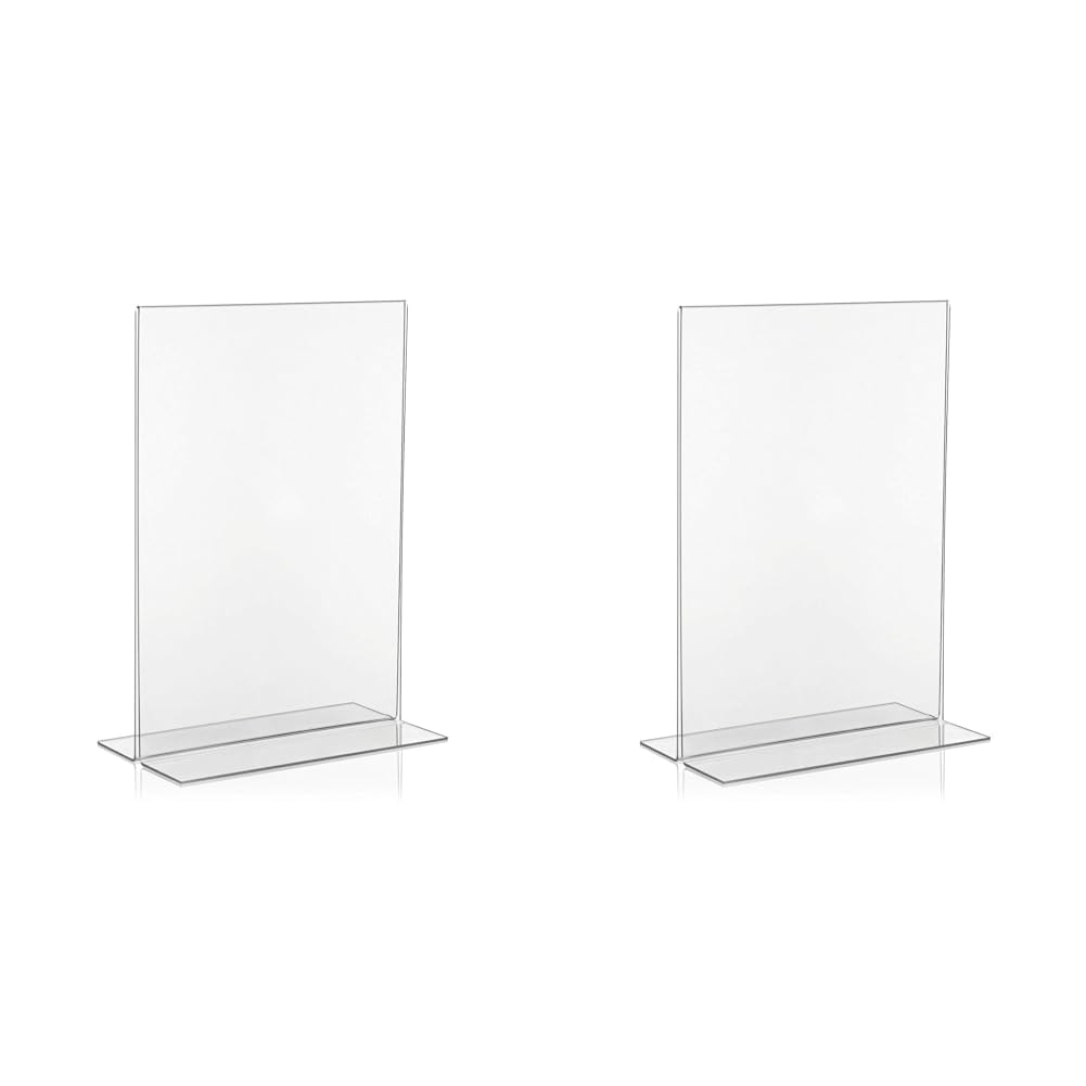 VITAdisplays® T-advertising stand/T-stand/tabletop display/acrylic display, A4 size (21×29.7cm), Transparent (NE-380) (Pack of 2)