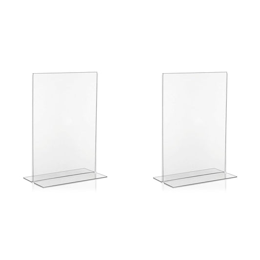VITAdisplays® T-advertising stand/T-stand/tabletop display/acrylic display, A4 size (21×29.7cm), Transparent (NE-380) (Pack of 2)