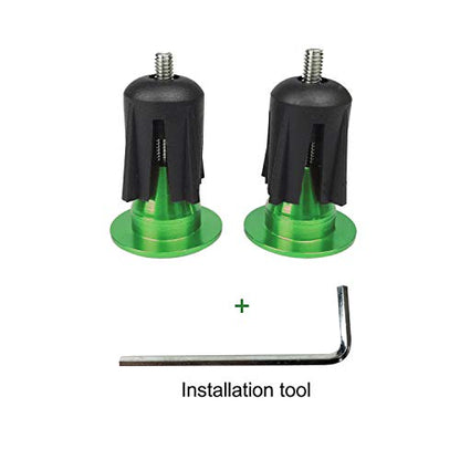 Flat handlebar end caps for mountain bike, road bike, BMX, aluminum, 1 pair, Green 02.