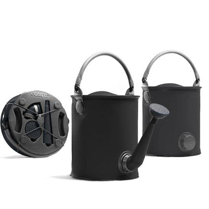 Collapsible folding watering can & bucket for fresh water - BPA free, portable for camping, tent, festival, motorhome & caravan - Convenient outdoor water jug for garden and travel - Grey