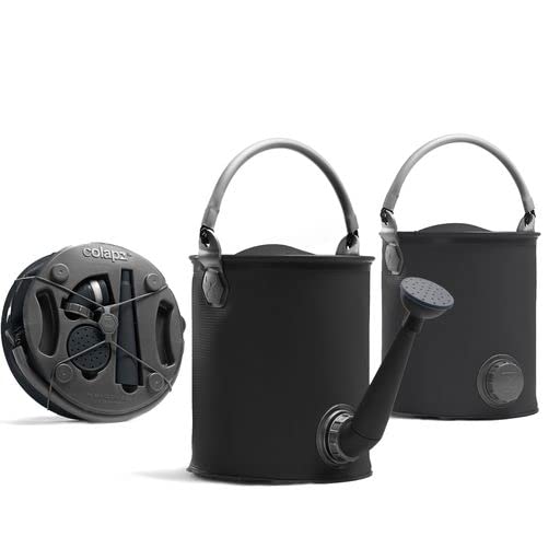 Collapsible folding watering can & bucket for fresh water - BPA free, portable for camping, tent, festival, motorhome & caravan - Convenient outdoor water jug for garden and travel - Grey