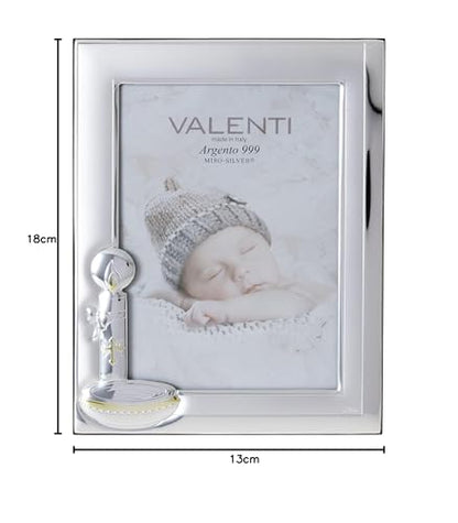 Valenti&Co silver picture frame, 13 x 18 cm, perfect as a gift for a child's christening.