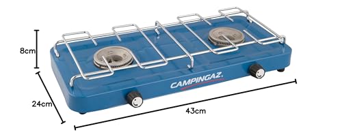 Campingaz Base Camp compact outdoor camping stove, gas stove 2 burners, tabletop stove 3,200 watt, Blue, One size