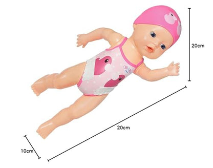 BABY born My First Swim Girl, wind-up bathing doll, waterproof, battery-free, 30 cm tall doll, 834060 Zapf Creation, Pink