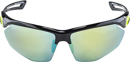 ALPINA NYLOS HR - Mirrored and shatterproof sports & cycling glasses with 100% UV protection for adults, black, One Size