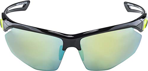 ALPINA NYLOS HR - Mirrored and shatterproof sports & cycling glasses with 100% UV protection for adults, black, One Size