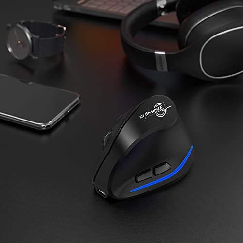 REALPower 2.4G Vertical Ergonomic Mouse Wireless, Rechargeable Cordless Wireless Mouse for Office/Home Windows PC, Vertical Ergonomic Mouse 2400 DPI, 6 Buttons, Right-Handed (Black)