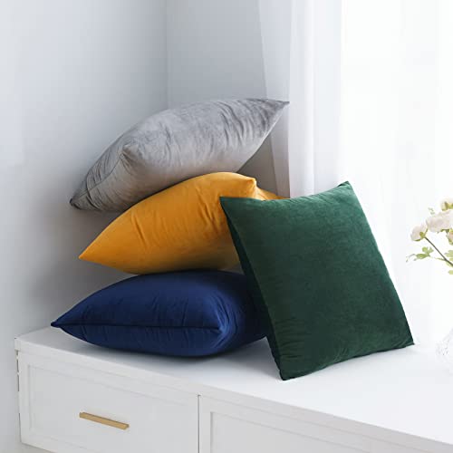 MIULEE Velvet Cushion Cover 50x50 cm Dark Blue 4 Pack Sofa Pillow Velvet Decorative Throw Pillow Couch Cushion Decorative Pillow Case Sofa Cover for Living Room Bedroom Office