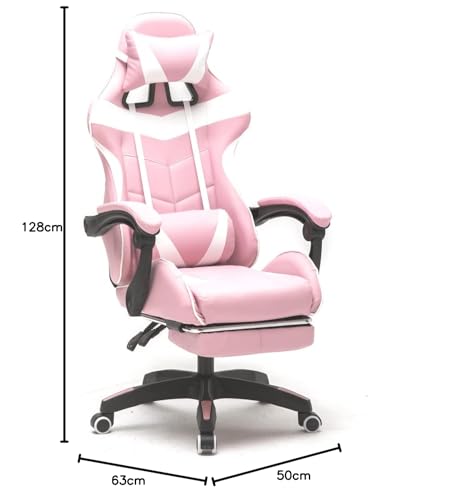 VDD Gaming Chair with Footrest Cyclone Teenagers - Office Chair - Racing Gaming Chair - Pink White