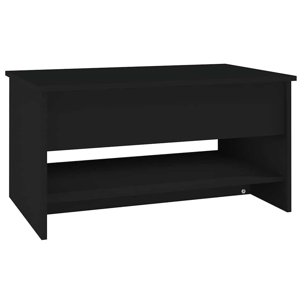 vidaXL Adjustable Height Coffee Table Side Table Living Room Table with Storage Black 80x50x40cm Wood Material