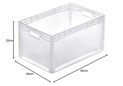 AidB Eurobox LIGHTLINE translucent, 600 x 400 x 320 mm, handles open, translucent plastic box made of transparent plastic, suitable for industry, 1 pc.