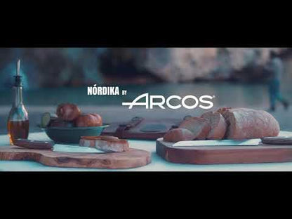 Arcos Nordika Series - Santoku Knife - Nitrum Stainless Steel - 190 mm Blade - Ovengkol Wood Handle 100% natural FSC - 100% recycled packaging - Brown Color