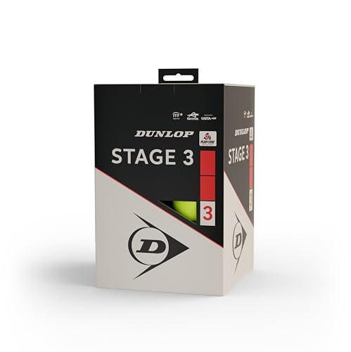 DUNLOP Tennis Ball Stage 3 Red - for kids & beginners on the small court (12 balls)