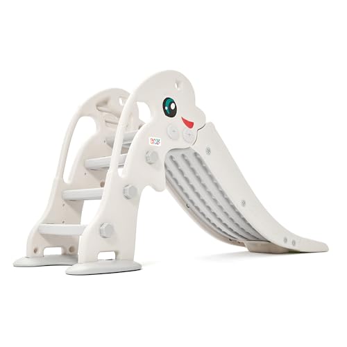 Baby Vivo Children's Slide Toddler Slide Garden Slide Plastic Dolphin with rounded corners & edges for Indoor & Outdoor in White