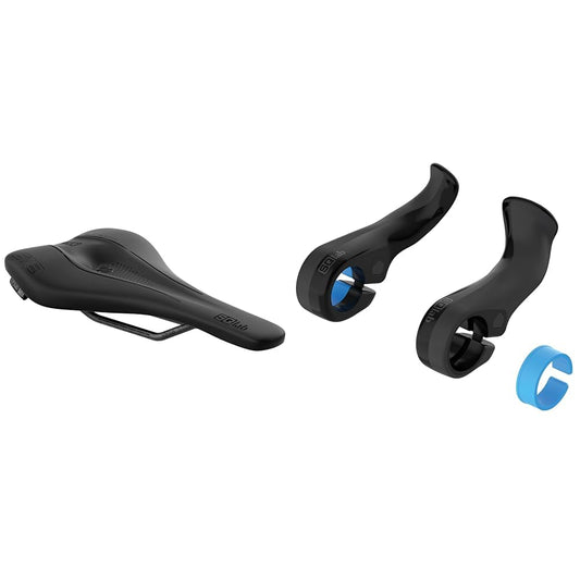 SQlab Unisex-Adult 612 Ergowave Active 2.1 Road & MTB Race Bike Saddle, Black, 13 cm & Unisex-Adult 411 Innerbarends 2.0 Bike Bar Ends for inside, Black, One Size