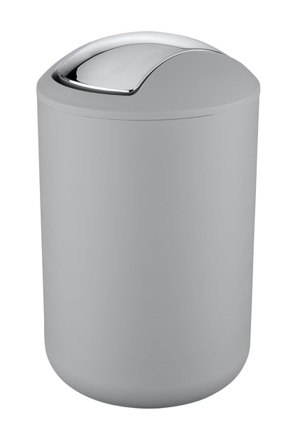 WENKO Cosmetic Bin Mod. Brasil L, 6.5 liters, bathroom trash can with swing lid, made of shatterproof plastic, BPA-free, Gray