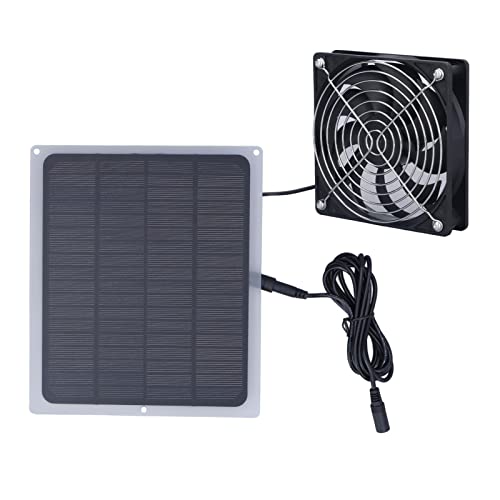 Banapoy Solar Panel Fan Kit, 6W solar fan made of monocrystalline silicon with protective net for camping, shed, greenhouse, home, outdoor, waterproof, portable, solar-powered fan