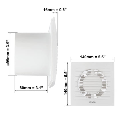 EUROPLAST Ø 100mm bathroom fan with humidity sensor and timer. Quiet ventilation - made of plastic - White.