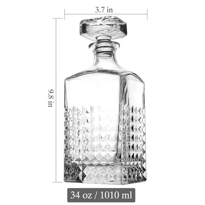 Lighten Life Whiskey Decanter, 1000 ml crystal decanter with stopper in gift box, lead-free whiskey carafe whiskey bottle, premium Scotch decanter for whiskey, bourbon, bourbon decanter for men.
