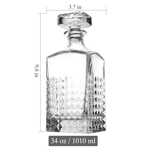 Lighten Life Whiskey Decanter, 1000 ml crystal decanter with stopper in gift box, lead-free whiskey carafe whiskey bottle, premium Scotch decanter for whiskey, bourbon, bourbon decanter for men.