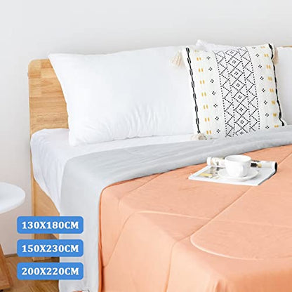 HOMFINE Cooling Blanket Double-sided Cooling Blanket - Lightweight Cooling Blanket for Humans Q-Max > 0.4 Summer Blanket Cooling Self-cooling Blanket Summer Blanket Cooling Blanket for Bed, Orange, 130 x 180 cm