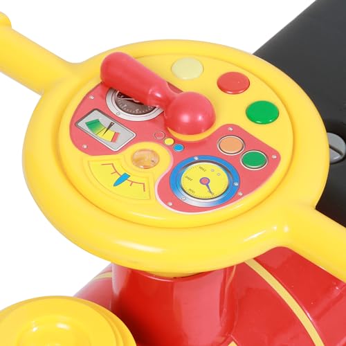 ROLLPLAY Electric Train Steam Train with trailer (children's vehicle to sit on, train emits water vapor, locomotive including track set length 7.3 m, for children) 26311