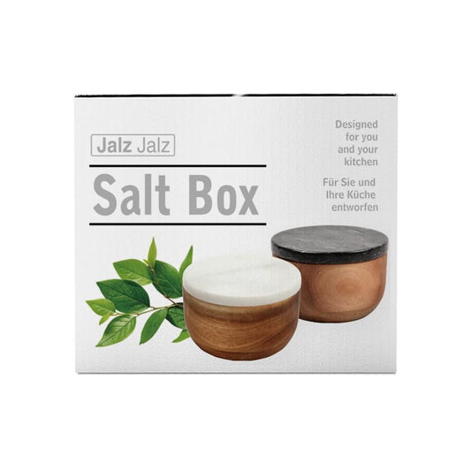 Wooden Salt Box Spice Jar Spice Container Solid Natural Acacia Bottom Marble Lid Elegant Design Decorative Boxes
