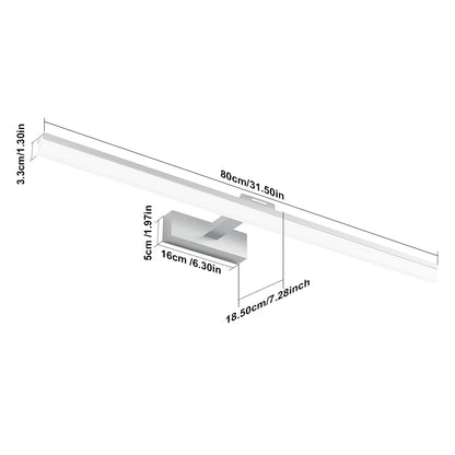 Klighten LED mirror light bathroom 24W 1170LM Cool White 6000K, 180° rotation, IP44 waterproof mirror lamp, non-dimmable bathroom light wall lighting 80CM (Silver)