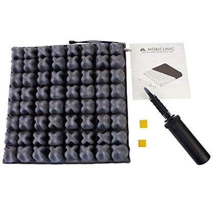 Mobiclinic® Q-air anti-decubitus seat cushion, European brand, ergonomic orthopedic cushion, wheelchair air cushion, 1 valve, 45 x 40.6 cm.