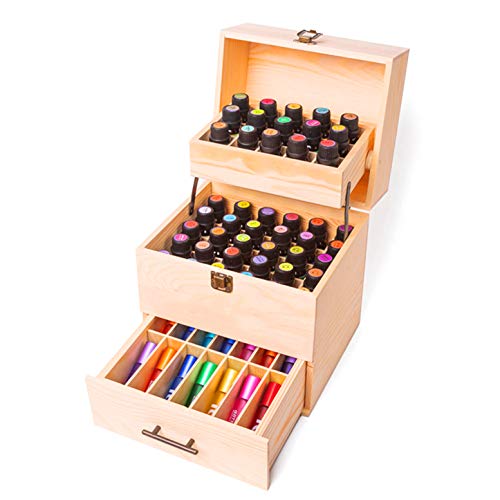 CHSEEA Essential Oil Display Stand Holder Organizer, 59 Holes Wooden Box Storage Case for Nail Polish, Perfume Oils, Essential Oils, Stain, and Lipstick #4