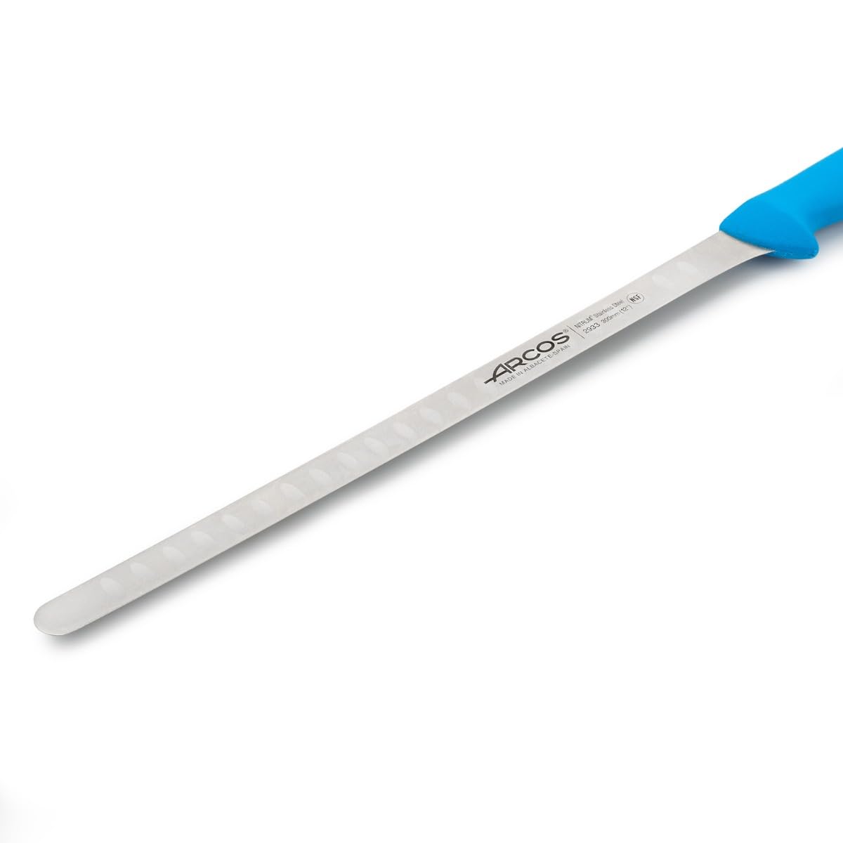 Arcos stainless steel salmon and fish knife with 300 mm blade - ergonomic polypropylene handle, 2900 series - color blue.