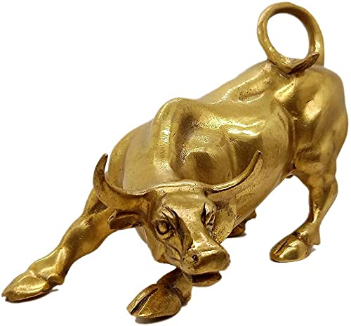 Sculpture, home decor, golden copper bull (Feng Shui) represents luck, wealth, brass bull figure COW01