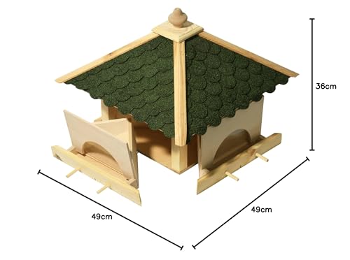 Luxury birdhouse 98700E Large XXL wooden birdhouse (pine) for garden, balcony, with 4 pull-out feed drawers - XL bird feeder birdhouse